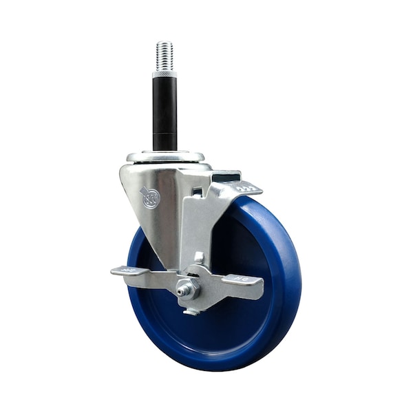5'' SS Solid Poly Swivel 3/4'' Expanding Stem Caster with Brake